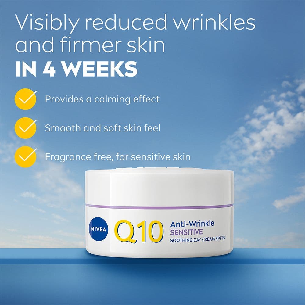 NIVEA Dagkräm Q10 Anti-Wrinkle Sensitive Soothing Day Cream 50 ml - produktbild 2