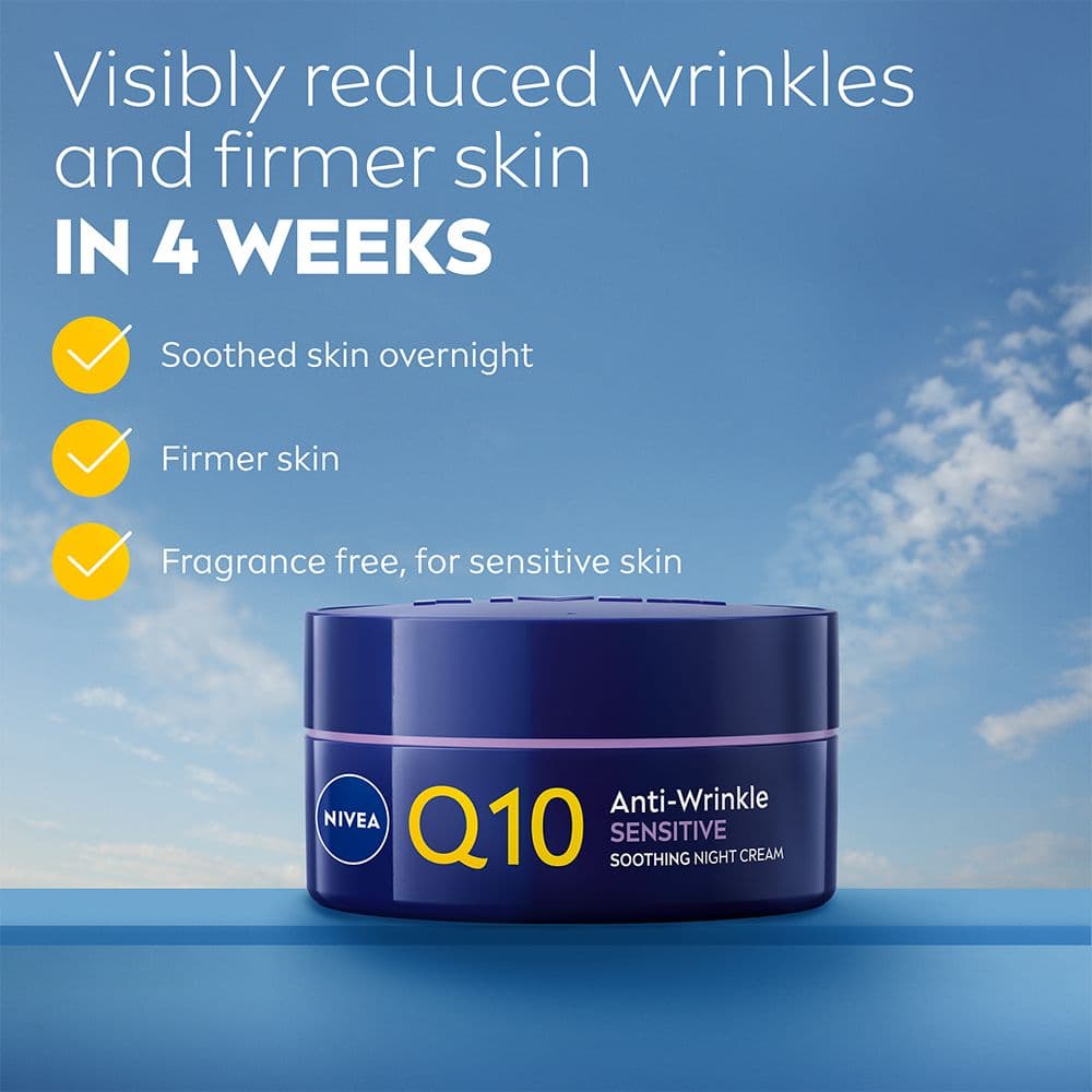 NIVEA Nattkräm Q10 Anti-Wrinkle Sensitive Soothing Night Cream 50 ml 2