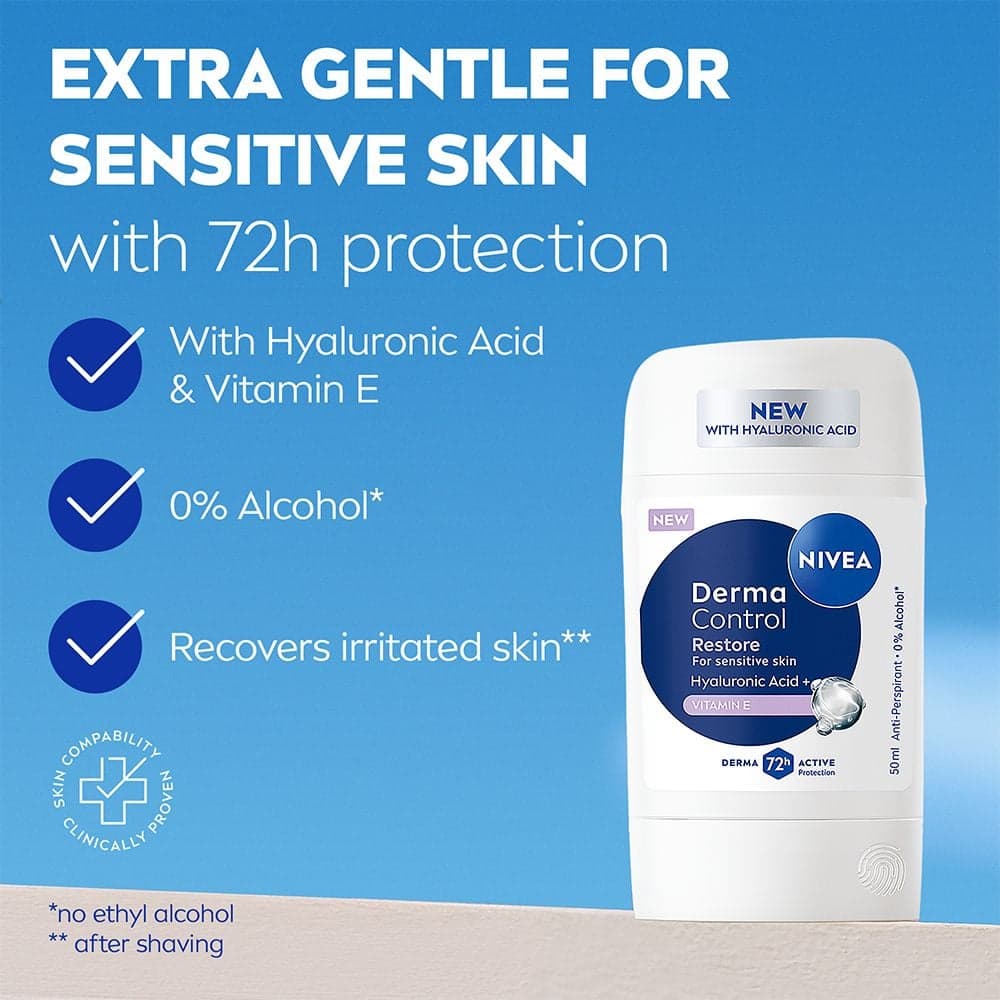 NIVEA Antiperspirant Deo Stick Derma Control Restore Sensitive 50 ml - produktbild 2