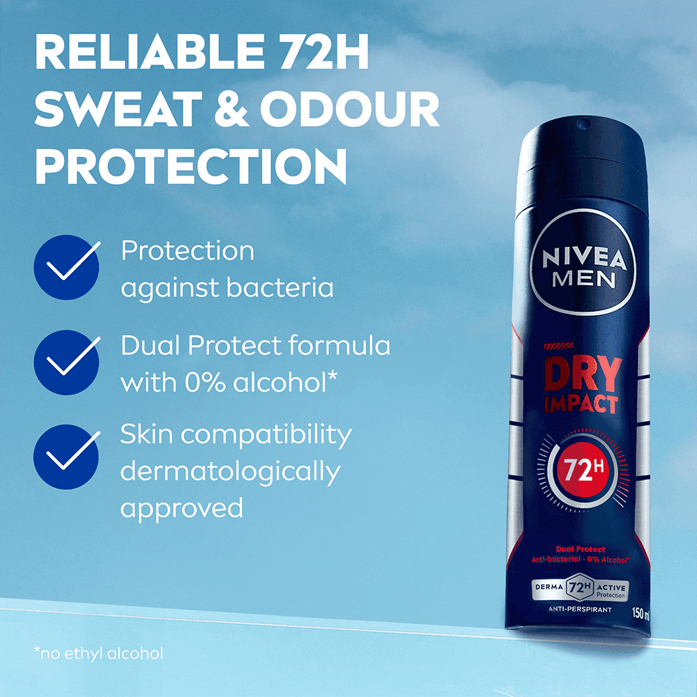 NIVEA MEN Antiperspirant Deo Spray Dry Impact 150 ml - produktbild 2