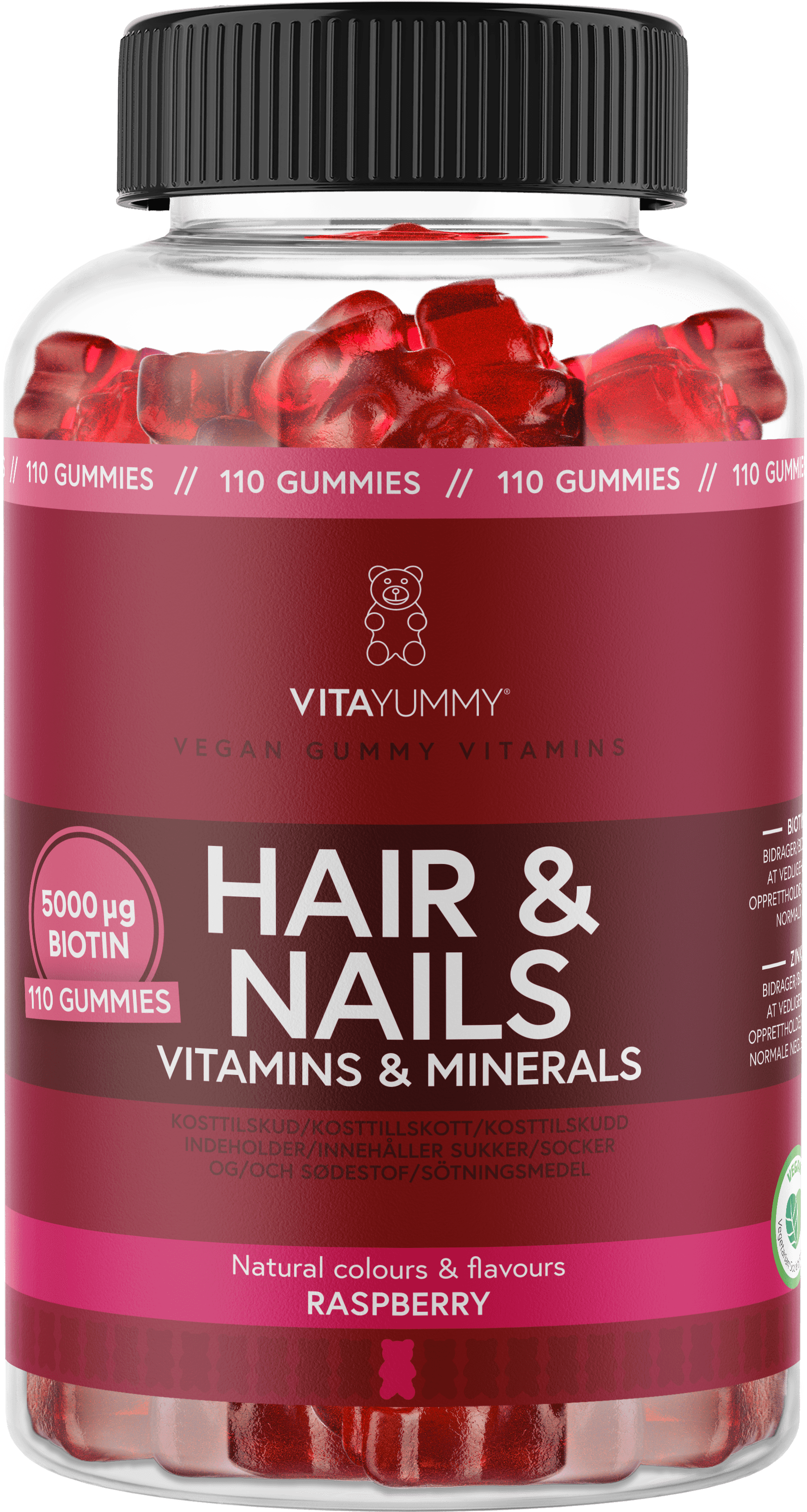 VitaYummy Hair & Nails Raspberry 110 gummies