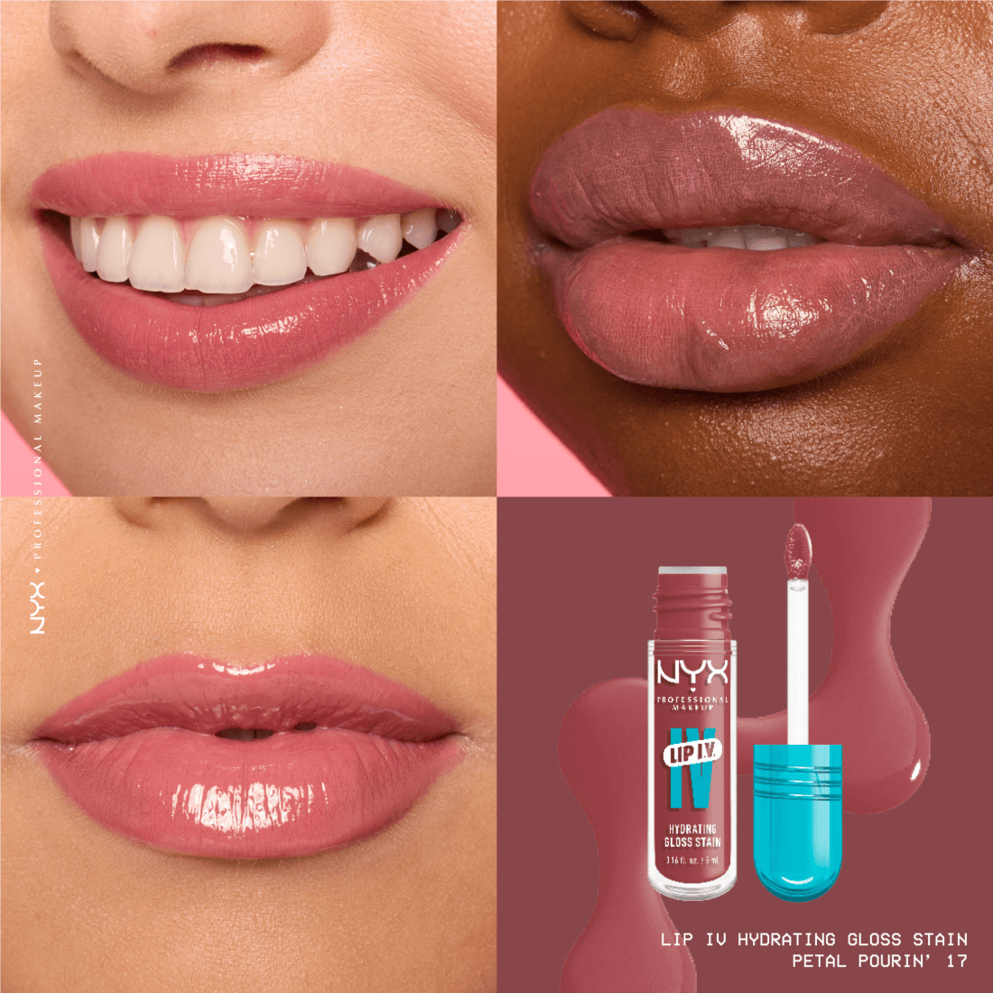 NYX Professional Makeup Lip I.V. Hydrating Gloss Stain Lip gloss 17 Petal Pourin 5 ml 3