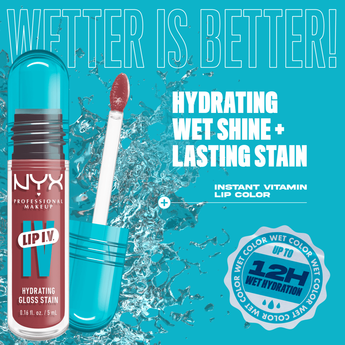NYX Professional Makeup Lip I.V. Hydrating Gloss Stain Lip gloss 17 Petal Pourin 5 ml 5