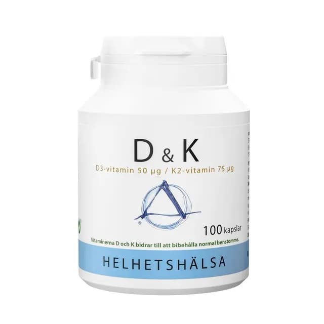 Helhetshälsa D & K-vitamin (D3 50/K2 75) 100 kapslar