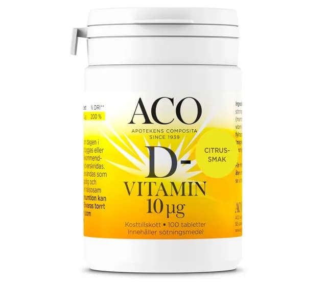 ACO D-vitamin 10 UG Citrussmak 100 tabletter