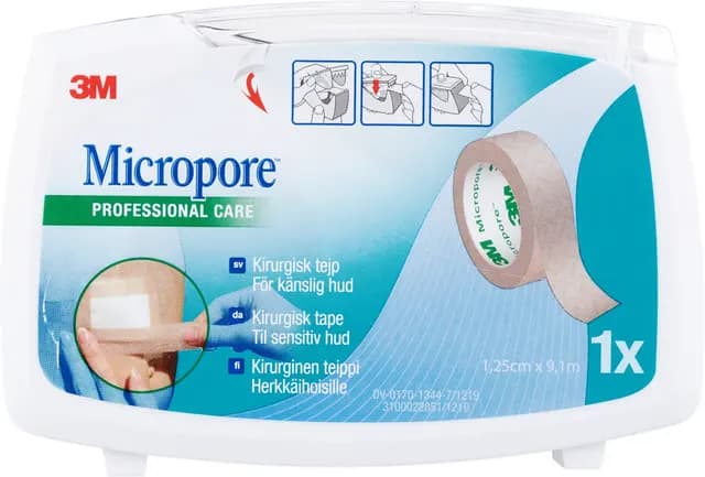 3M Micropore Kirurgitejp Brun 1,25 cm x 9,14 m