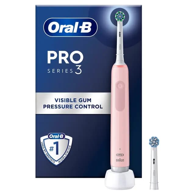 Oral-B Pro S3 Rosa Eltandborste med 2 Cross Action Tandborsthuvuden