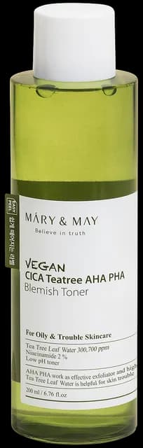Mary&May Vegan CICA Tea Tree AHA PHA Blemish Toner 200 ml