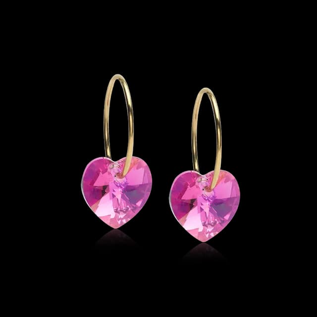 Blomdahl GT Ear Ring 14 mm, Heart 10 mm Rose