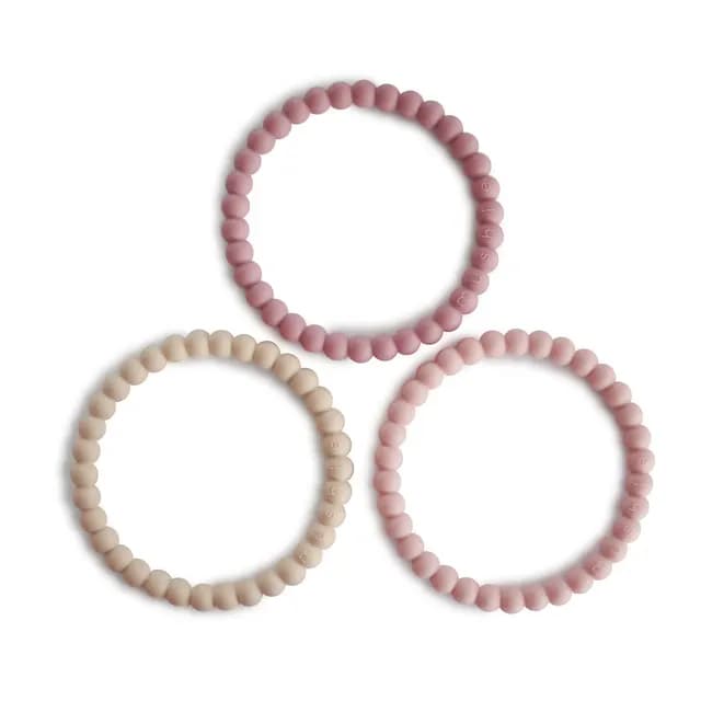 Mushie Pearl Bitis-Armband Linen/Peony/Pale Pink