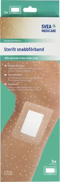 Svea Medicare Sterilt Vattentätt Förband 10 x 35 cm 5 st