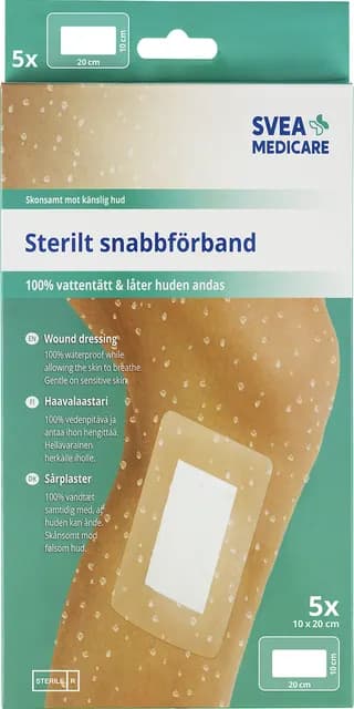 Svea Medicare Sterilt Vattentätt Förband 10 x 20 cm 5 st