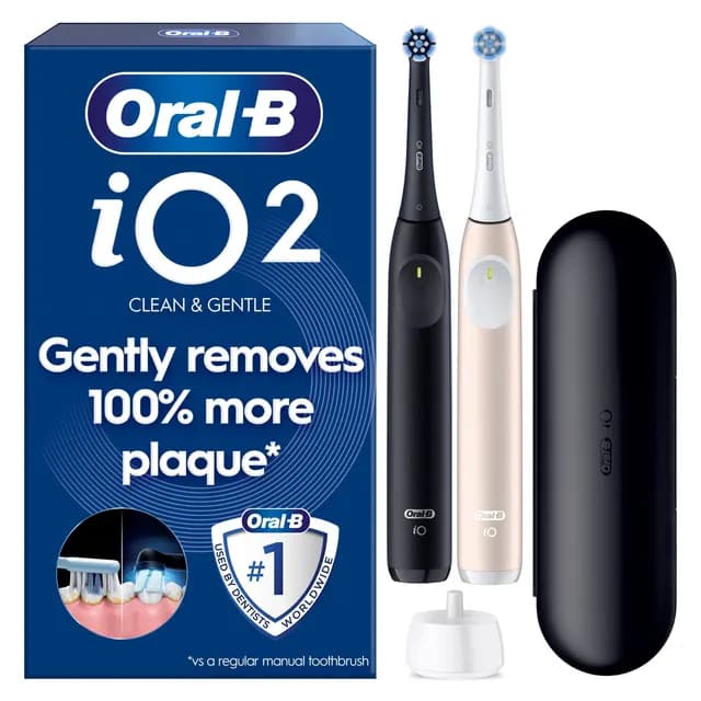 Oral-B iO 2 Eltandborstar Duo-pack Svart & Rosa med Resefodral