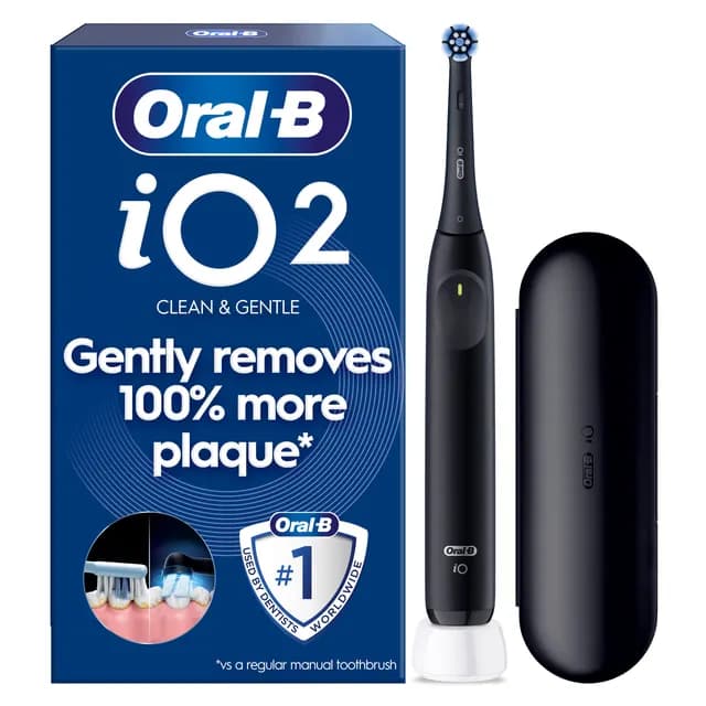 Oral-B iO 2 Night Black Eltandborste med Extra Tandborsthuvud & Resefodral