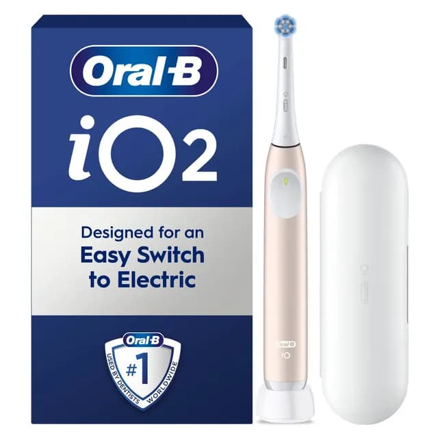 Oral-B iO 2 Calm Pink Eltandborste med Extra Tandborsthuvud & Resefodral