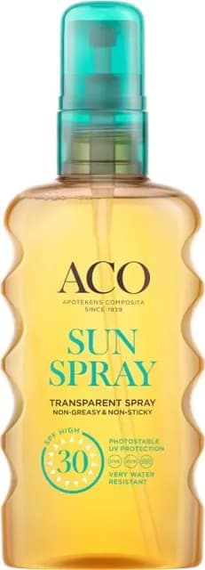 ACO Sun Transparent Spray SPF30 Parfymfri Solskydd Kropp 175 ml