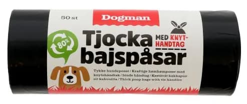 Dogman Svart Bajspåsar med Knythandtag 50-pack