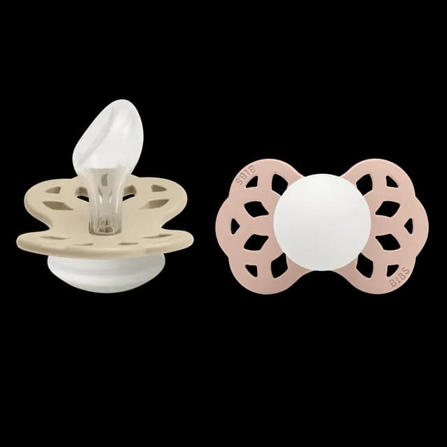 BIBS Infinity Silicone Anatomical Size 2 Vanilla GLOW/Blush GLOW 2-pack