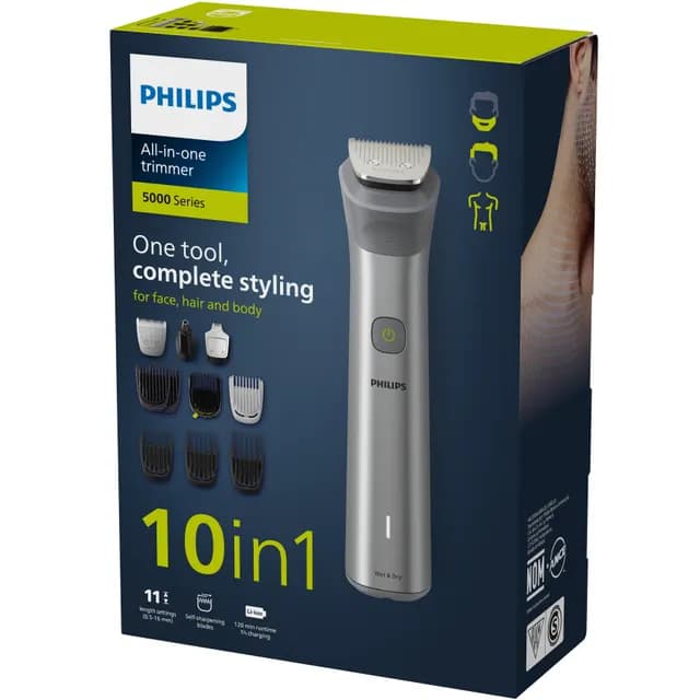 Philips Multigroom All-in-One Trimmer 10-i-1: Ansikte, Huvud & Kropp
