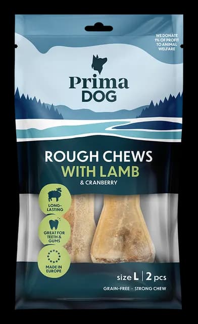 PrimaDog Rough Chews Lamm & Tranbär 13,5 cm 140 g