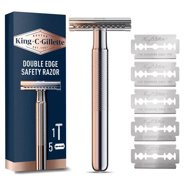 King C. Gillette Dubbeleggad Säkerhetsrakhyvel 5 Rakblad