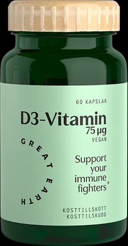 Great Earth Vitamin D3 Vegan 3000 I.E 60 kapslar