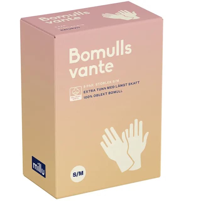 Millu Bomullsvante Extra Lång/Tunn S/M 5 par