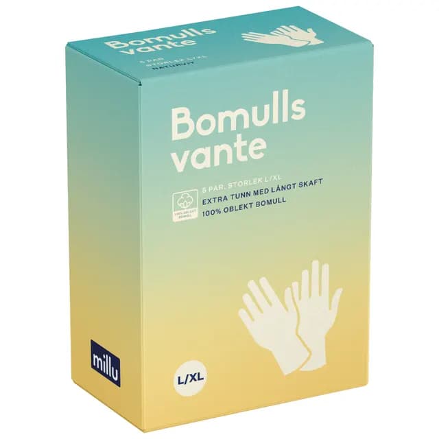Millu Bomullsvante Extra Lång/Tunn L/XL 5 par