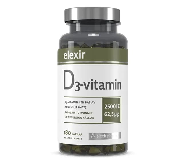 Elexir Pharma D3-vitamin 2500IE 180 kapslar