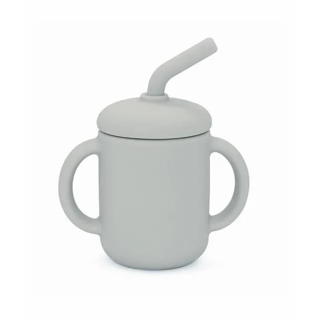 Summerville Mugg med Sugrör Silikon Silver Grey
