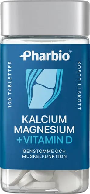 Pharbio Kalcium, Magnesium + D-vitamin 100 tabletter