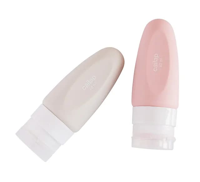 Cailap Reseförpackning Flaska Silikon Grå och Rosa 60 ml 2 st