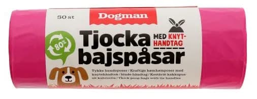 Dogman Rosa Bajspåsar med Knythandtag 50-pack