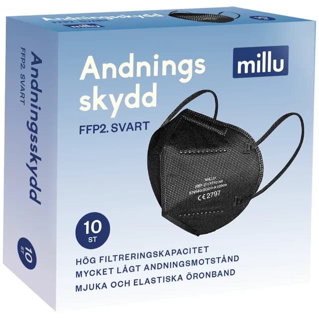 Millu Andningsskydd FFP2 Svart 10 st