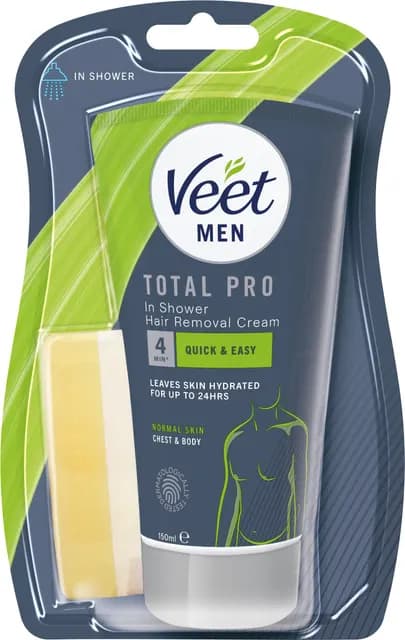 Veet Men Total Pro Hårborttagningskräm för Dusch Man Normal Hud 150 ml