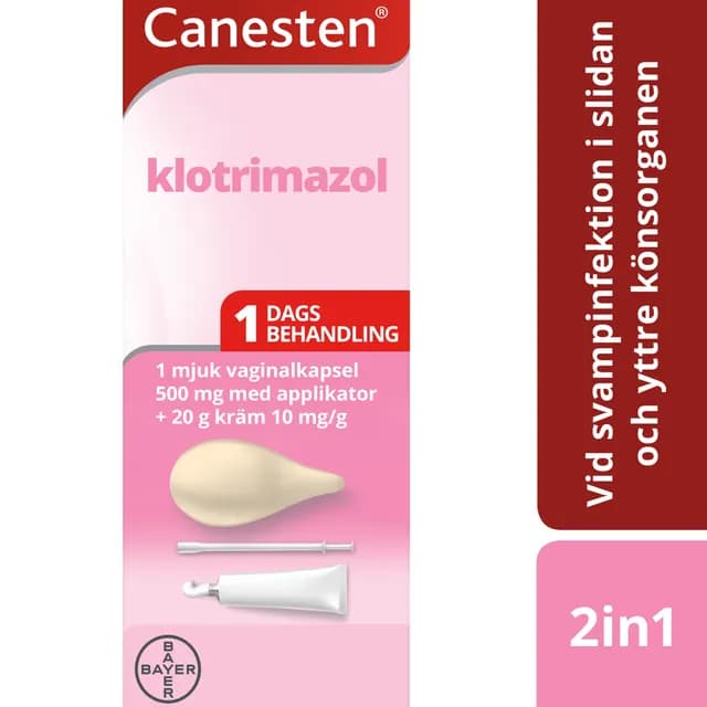 Canesten 500 g Vaginalkapsel mjuk + 20 g Vaginalkräm 1 %