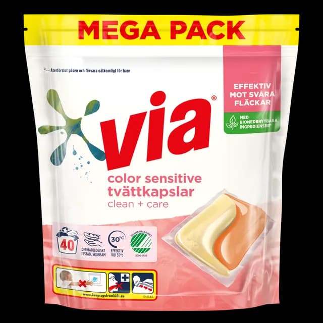 Via Tvättkapslar Color Sensitive 40-pack