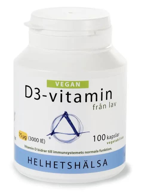 Helhetshälsa D3-vitamin 75 µg/3000 IE Vegan 100 kapslar