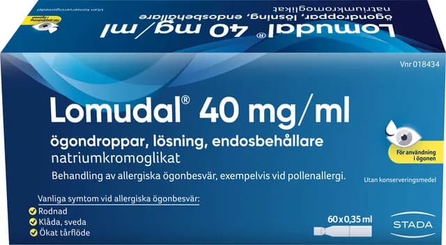 Lomudal, ögondroppar, lösning i endosbehållare 40 mg/ml 60 x 1 doser