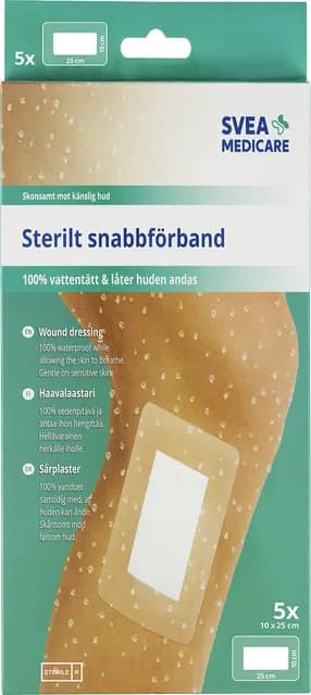 Svea Medicare Sterilt Vattentätt Förband 10 x 25 cm 5 st