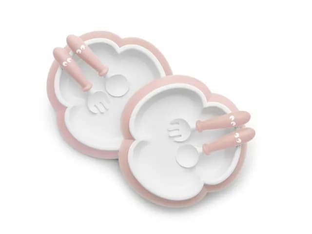 BabyBjörn Barntallrik Sked och Gaffel Rosa 2-pack