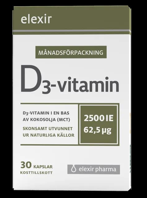 Elexir Pharma D3 Vitamin 2500IE 30 kapslar