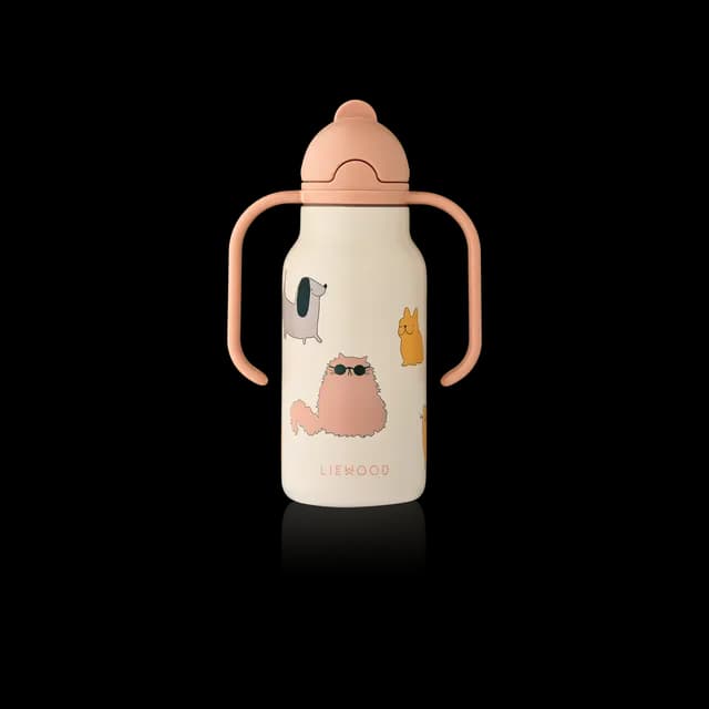 LIEWOOD Kimmie Sugrörsflaska Cats and Dogs/Sandy 250 ml