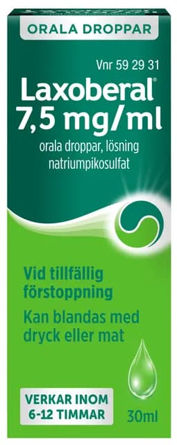 Laxoberal, orala droppar, lösning 7,5 mg/ml 30 ml