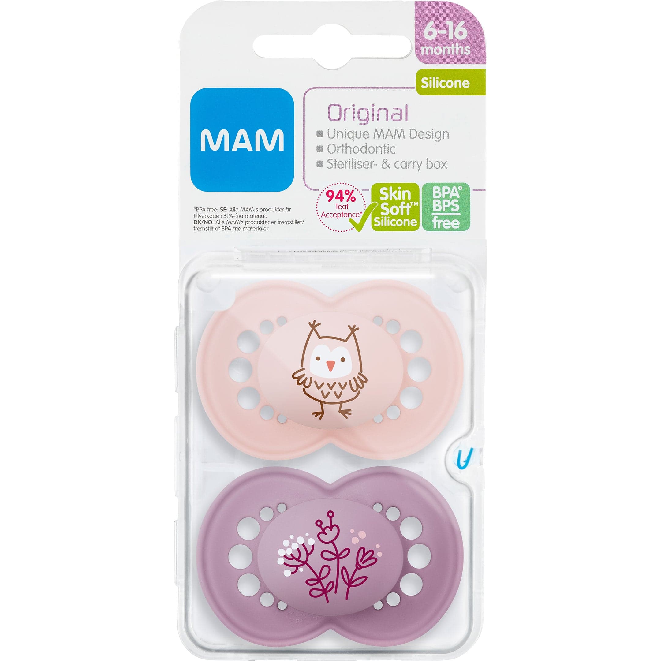 MAM Original Silicone Pink 6-16m 2-pack - produktbild 2