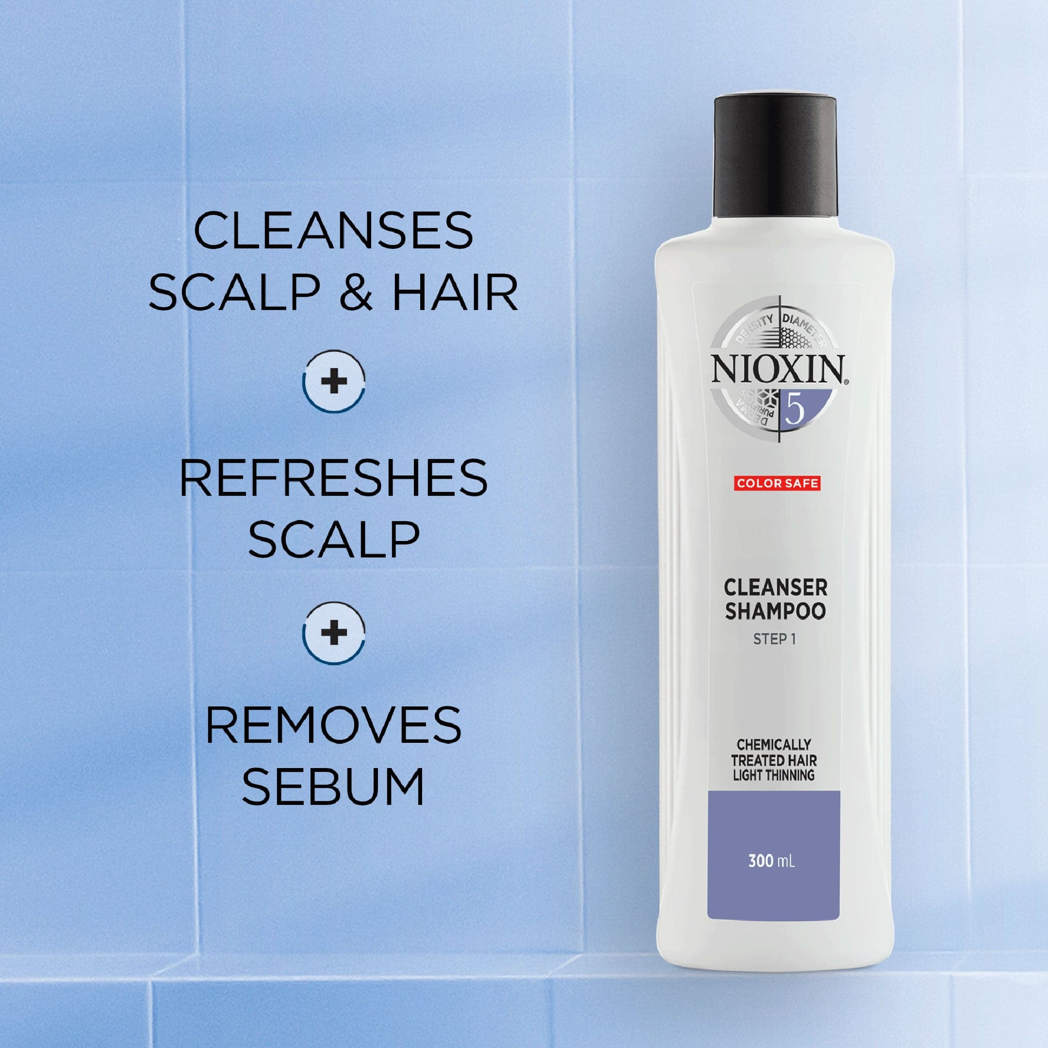 Nioxin System 5 Cleanser Schampo för fint, tunt, kemiskt behandlat hår 300 ml - produktbild 2