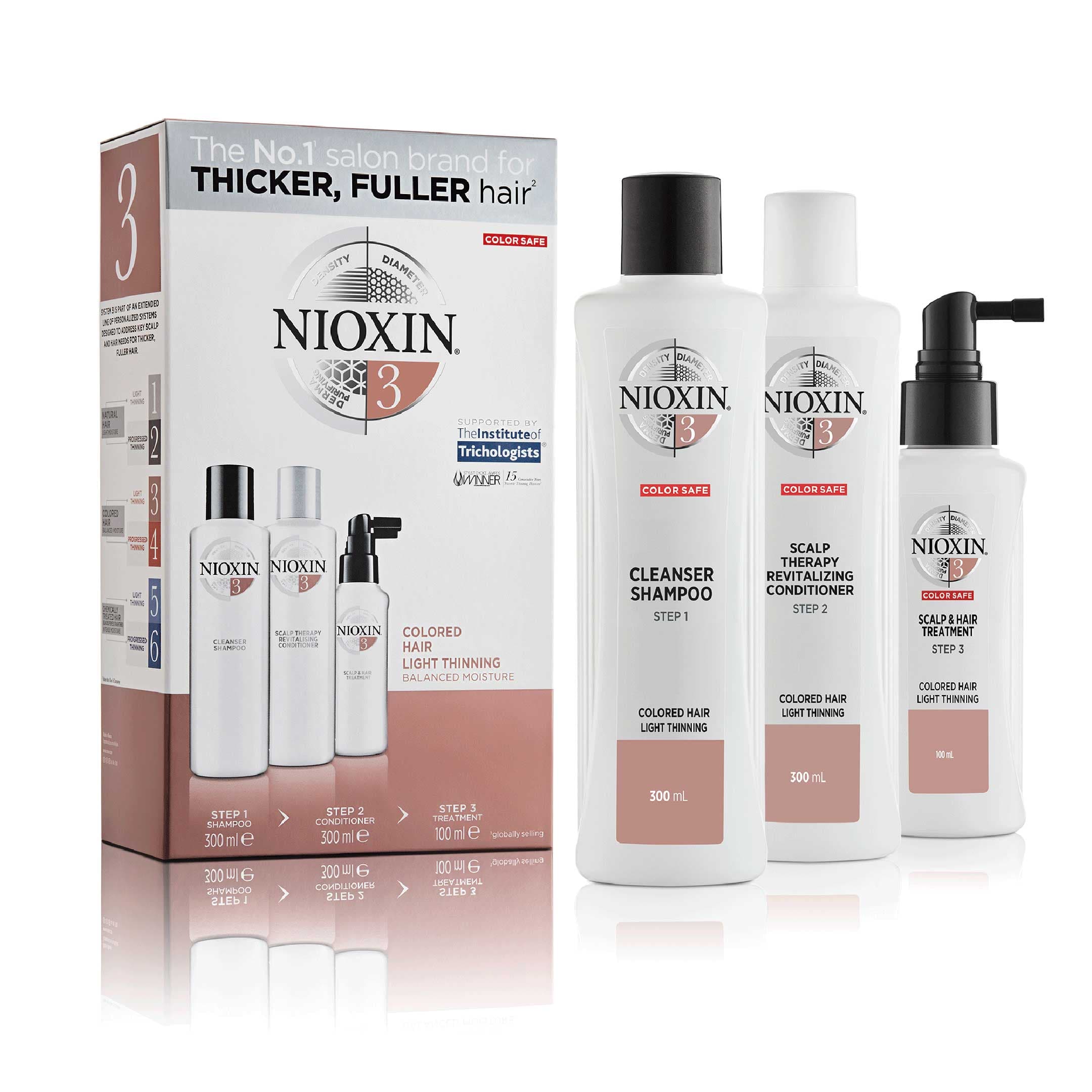 Nioxin Loyalty Kit System 3 för fint och tunt färgat hår 300+300+100 ml 2