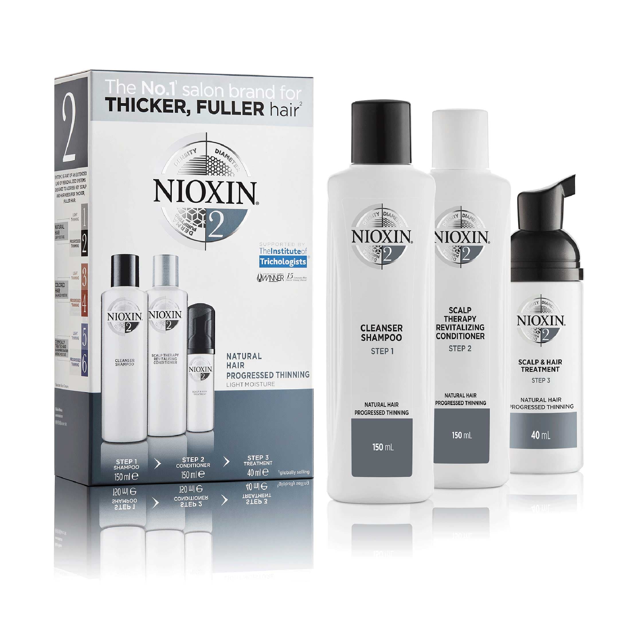 Nioxin Trial Kit System 2 för obehandlat och märkbart tunt hår 150+150+40 ml - produktbild 2