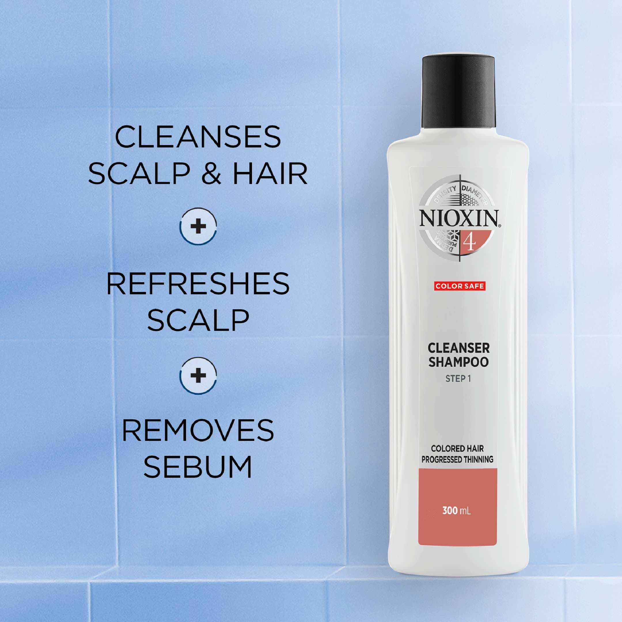 Nioxin System 4 Cleanser Schampo för märkbart tunt, färgat hår 300 ml 2