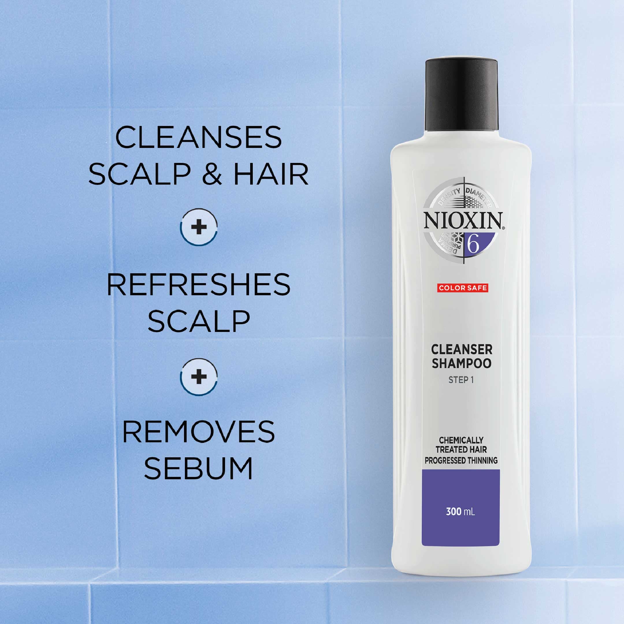 Nioxin System 6 Cleanser Schampo för märkbart tunt, kemiskt behandlat hår 300 ml - produktbild 2